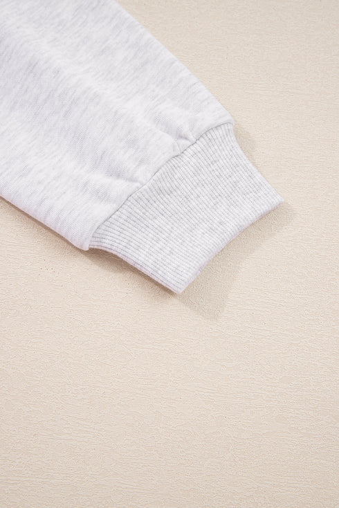 Frilled Collar Notched V Contrast Trim Drop Shoulder Pullover Paperbag Waist Wide Leg Drawstring Pant Set