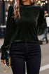 Frilled Collar Velvet Puff Sleeve Smocked Cuff Elegant Blouse