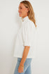 Frilled Edge Stand Neck Button Front Bubble Sleeve Blouse