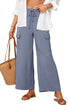 Frilled Elastic Waist Drawstring Wide Leg Utility Trousers