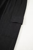 Frilled Elastic Waist Drawstring Wide Leg Utility Trousers