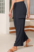 Frilled Elastic Waist Drawstring Wide Leg Utility Trousers