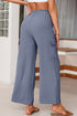 Frilled Elastic Waist Drawstring Wide Leg Utility Trousers