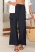 Frilled Elastic Waist Drawstring Wide Leg Utility Trousers