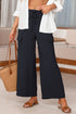 Frilled Elastic Waist Drawstring Wide Leg Utility Trousers