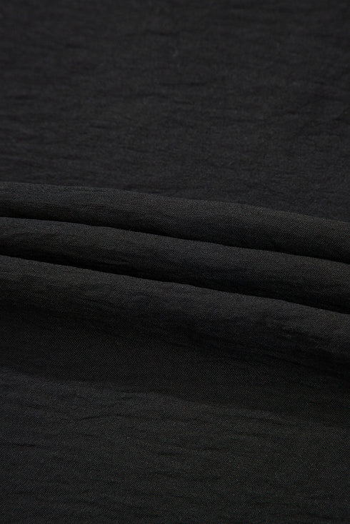 Frilled Elastic Waist Drawstring Wide Leg Utility Trousers