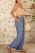Frilled Elastic Waist Drawstring Wide Leg Utility Trousers