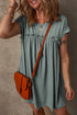 Frilled Gathe Seam Round Neck T Shirt Dress