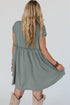 Frilled Gathe Seam Round Neck T Shirt Dress
