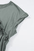 Frilled Gathe Seam Round Neck T Shirt Dress