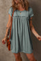 Frilled Gathe Seam Round Neck T Shirt Dress