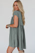Frilled Gathe Seam Round Neck T Shirt Dress
