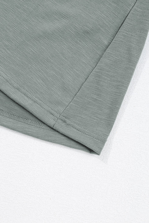 Frilled Gathe Seam Round Neck T Shirt Dress