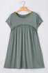 Frilled Gathe Seam Round Neck T Shirt Dress