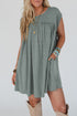 Frilled Gathe Seam Round Neck T Shirt Dress