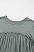 Frilled Gathe Seam Round Neck T Shirt Dress