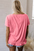 Frilled Hem Detail Loose Fit Everyday Comfort T Shirt