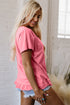 Frilled Hem Detail Loose Fit Everyday Comfort T Shirt