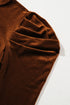 Frilled High Neck Long Puff Sleeve Velvet Top