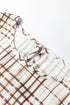 Frilled High Neck Plaid Print Puffy Sleeve Woven Blouse