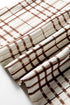Frilled High Neck Plaid Print Puffy Sleeve Woven Blouse