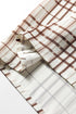 Frilled High Neck Plaid Print Puffy Sleeve Woven Blouse