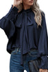 Frilled Knotted Mock Neck Bishop Sleeve Blouse
