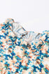 Frilled Mock Neck Floral Print Puff Sleeve Blouse
