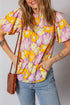 Frilled Mock Neck Puff Sleeve Floral Woven Blouse