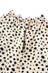 Frilled Neck 3/4 Sleeves Cheetah Blouse