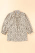 Frilled Neck 3/4 Sleeves Cheetah Blouse