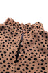 Frilled Neck 3/4 Sleeves Cheetah Blouse