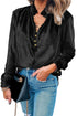 Frilled Neck Buttoned Front Velvet Top