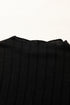 Frilled Neck Ribbed Knit Patchwork Long Sleeve Mini Dress
