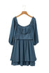 Frilled Neckline 3/4 Sleeve Laye Ruched Mini Dress