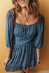 Frilled Neckline 3/4 Sleeve Laye Ruched Mini Dress