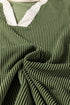 Frilled Neckline Ruffled Short Sleeve Ribbed Patchwork Blouse