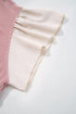Frilled Neckline Ruffled Short Sleeve Ribbed Patchwork Blouse