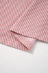 Frilled Neckline Ruffled Short Sleeve Ribbed Patchwork Blouse
