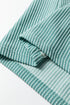 Frilled Neckline Ruffled Short Sleeve Ribbed Patchwork Blouse