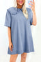 Frilled Peter Pan Collar Loose Fit Denim Mini Dress