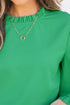 Frilled Round Neck Wide Sleeve Woven Relaxed Fit Blouse