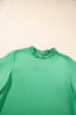 Frilled Round Neck Wide Sleeve Woven Relaxed Fit Blouse