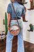 Frilled Short Sleeve Snap Button Western Denim Shirt