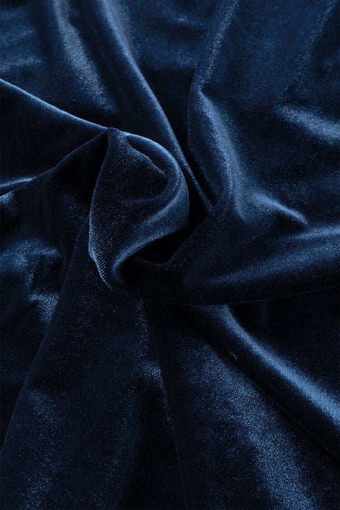 Frilled Stand Collar Button Front Velvet Blouse