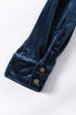 Frilled Stand Collar Button Front Velvet Blouse