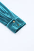 Frilled Stand Collar Button Front Velvet Blouse