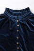 Frilled Stand Collar Button Front Velvet Blouse