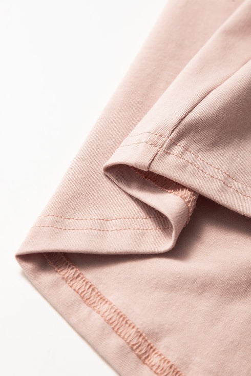 Frilled Trim Crew Neck Loose Fit Mini Dress