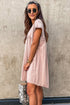 Frilled Trim Crew Neck Loose Fit Mini Dress